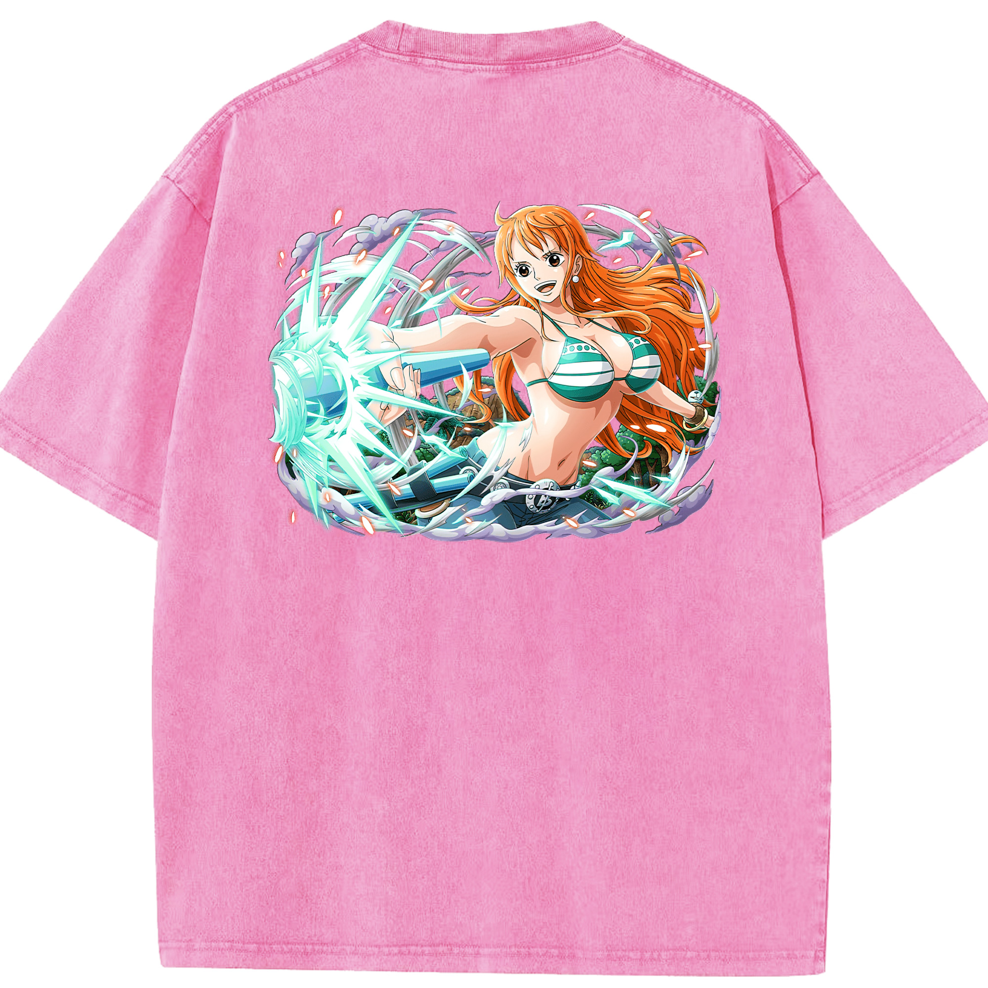 ワンピース ナミ ONE PIECE Nami 綿100% ヴィンテージ風 半袖Tシャツ（背面プリント）